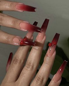 Megan Thee Stallion Nails, Daisy Acrylic Nails, Chic Nail Art, Cherry Nails, Drip Nails, Gem Nails, Glam Nails, Fire Nails