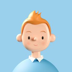 a little boy with a blue shirt and white collar is standing in front of a light blue background