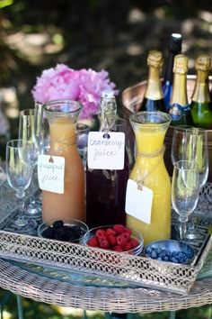 a tray filled with different types of drinks