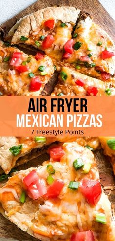 an air fryer mexican pizza cut into four pieces