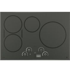 an electric stove top with four burners and three knobs on the front side