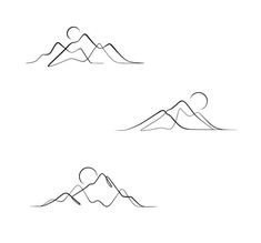 three mountains are shown in black and white