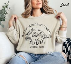 Alaska Cruise 2024 Sweatshirt, Alaska Sweater, Alaska Crewneck , Cruise Sweater, Unisex Crewneck Sweater Ideal for any situation, a unisex heavy blend crewneck sweatshirt is pure comfort. Garments are made from polyester and cotton. This combination helps designs come out looking fresh and beautiful. The collar is ribbed knit, so it retains its shape even after washing. There are no itchy side seams on these sweaters. - 50% Cotton 50% Polyester - Medium-heavy fabric (8.0 oz/yd² (271.25 g/m - Cla Alaska Cruise, Crewneck Sweater, Crew Neck Sweater, Heavy Fabric, Crewneck Sweatshirt, Alaska, Printed Shirts, Quality Fabric, Ribbed Knit