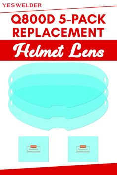 an image of the front and back of a goggles with labels on it that read oobd 5 - pack replacment helmet lens