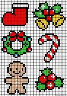 Pixel Art Noel, Grille Pixel Art, Christmas Cross Stitch Patterns Free, Image Pixel Art, Modele Pixel Art, Graph Paper Drawings, Easy Pixel Art