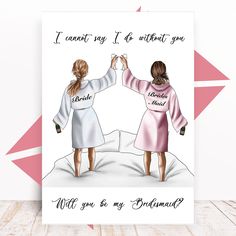 two women in robes holding hands on top of a bed with the words, i can't say it to what you