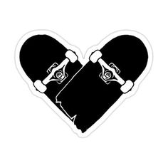 two skateboards in the shape of a heart sticker on a white background photo