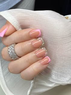 Pink short French Prom Nails Pink, Pink Nails Short, Short French, 2024 Prom, Uñas Acrilicas, Nails Pink, Prom Nails, Nails Short, Nude Nails