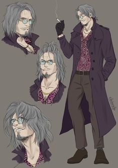 Oc Comic Character, Criminals Dnd, Character Design Dark Academia, Anime Villain Design, Psychologist Character Design, Male Doctor Character Design, Punk Dnd Character, Crazy Old Man Character Design, Dnd Modern Character