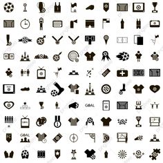 the 100 icons are shown in black and white, with different symbols on each side