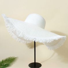 Boho Fringe Rim Wide Brim Straw Hat * One-Size (Size In Photo’s) * Color: White * Wide Brim * Straw Hat White Short Brim Sun Hat For Warm Weather, White Vacation Hat For Warm Weather, White Brimmed Straw Hat For Warm Weather, White Brimmed Hat For Warm Weather, Lightweight White Hat For Day Out, White Wide Brim Sun Hat For Vacation, White Straw Hat For Summer Warm Weather, Lightweight White Sun Hat For Beach Season, White Straw Hat For Warm Weather