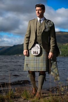 The Spirit of Loch Ness tartan. Available as hire or bespoke made to measure purchase exclusively from KILTS 4 U Blonde Scottish Man, Scotish Men, Men Socks Suit, Scottish Men, Victorian Shirt, Glasgow Wedding