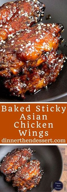 Sticky Asian chicken wings made with a hoisin take on a Mongolian beef marinade. They're sweet, savory, garlicky, just plain awesome and basically begging to be made for your Superbowl party! Sticky Asian Chicken Wings, Sticky Asian Chicken, Asian Marinade For Chicken, Asian Chicken Wings, Beef Marinade, Meat Recipes For Dinner, Mongolian Beef, Wings Recipe, Asian Chicken