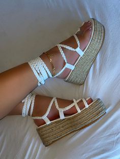 Mariya Sandals- White – Atlanta Shoe Studio Pretty Sandals, Lace Sandals, Cute Shoes Heels, Sandals Outfit, Espadrilles Platform, Fancy Shoes