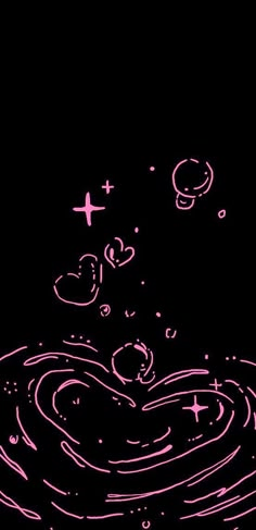 a black background with pink and white swirls