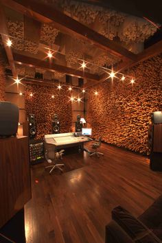 a room that has some speakers in it