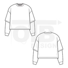 the front and back view of a white sweatshirt with long sleeves, on a white background