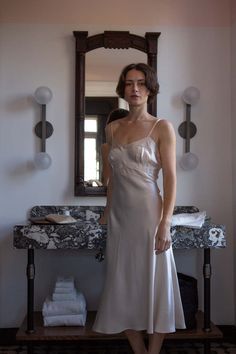 Erica Tanov, Silk Charmeuse Dress, Charmeuse Dress, Satin Nightie, Long Slip Dress, Long Slip, Julianne Moore, Slip Dresses, Silk Camisole