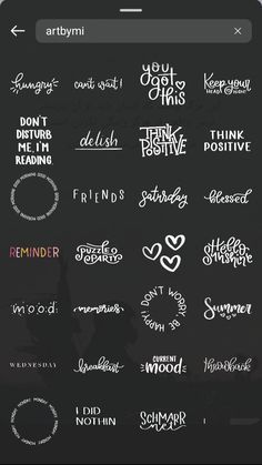 some type of stickers that are on the back of a cell phone, with words written