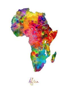 the map of africa in watercolor on white paper