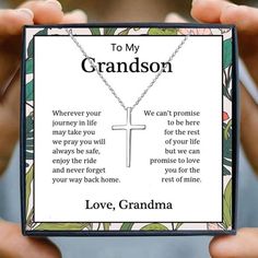 grandson necklace | To my Grandson Gift Necklace | grandson Birthday Gift Ideas For Dad, To My Grandson, Cross Jewelry Necklace, To My Dad, Grandson Gift, My Grandson, To My Son, Best Dad Gifts, Moon Pendant Necklace