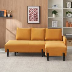 Material use, individual spring wrap seat cushion, soft and comfortable, sitting for a long time will not collapse Latitude Run® Body Fabric: Yellow | Multi Color Sectional - Latitude Run® Sofa Sleeper | 33" H X 79.5" W X 50.4" D | Wayfair Sofa For Apartment, L Shaped Sofa Bed, Folding Couch, Folding Sofa Bed, Folding Sofa, Yellow Living Room, Apartment Office, L Shaped Sofa, Living Room Sectional