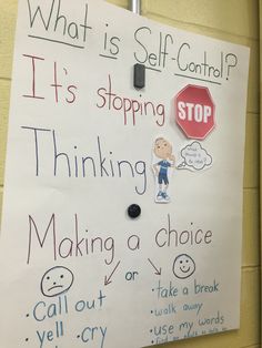 a bulletin board with writing on it that says, what is self - control?