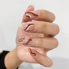 Brown Acrylic Nails, Almond Acrylic, Cute Nails For Fall, Short Acrylic Nails Designs, Nails Almond