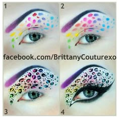 Cheetah Neon Leopard Print, Rave Makeup, Theatrical Makeup, Colorful Eye Makeup, Special Effects Makeup, Face Painting Designs, Makeup Eye Looks, Creative Eye Makeup