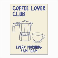 coffee lover club poster with a cup and saucer