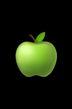 an apple with a green leaf on it