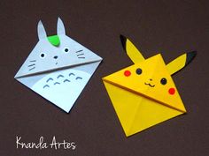 two origami pokemon and pikachu paper crafts