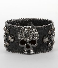 BKE Glitz Skull Cuff Bracelet Horror Vintage, Biker Chic, Skull Bracelet, Biker Chick, Mötley Crüe, Skull Jewelry, Sugar Skulls