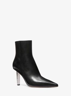 Our Halle boot is the definition of chic. Designed in supple leather, it features a pointed toe, crystal-embellished heel, and side-zip closure. Wear it to sharpen everyday looks, from the office to after hours. After Hours, Metallic Leather, Black Ankle Boots, Halle, Leather Ankle Boots, Leather Accessories, Boot Shoes Women, Holiday Outfits, Everyday Look