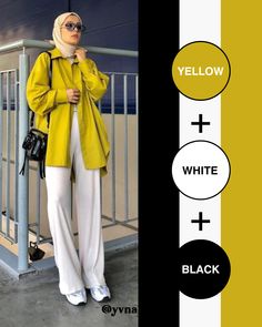 Mix and match warna outfit Yellow Hijab Outfit, Smart Casual Women Outfits, Smart Casual Women, Colour Combinations Fashion, Modest Fashion Hijab, Color Blocking Outfits