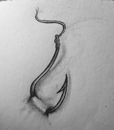 a pencil drawing of a hook on a piece of paper