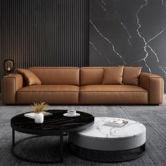 a couch and table in a room