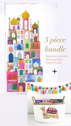 the three piece bundle includes an ornament, card board and magnets