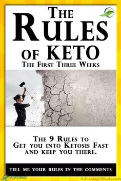 The Keto Rules. For Keto Diet Beginners, the ketogenic diet can be overwhelming and confusing. This guide makes the keto diet easy.  Just follow these Keto Rules for the first three weeks to get into ketosis fast and stay there. Weight loss really can be effortless when you start your new keto diet the right way.  There are many ways to keto, but there is only one good way to start a keto diet.  Follow these beginners keto rules. #Keto #KetoDiet #KetoBeginner #KetoRules via @advantagemeals Keto Rules, Get Into Ketosis Fast, Desserts Keto, Ketosis Fast, Ketosis Diet, Keto Pancakes, Diet Vegetarian