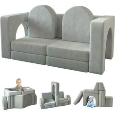 a child's sofa and play set made out of foam with an arch in the middle