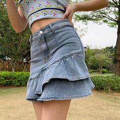 Material: Cotton Material: Polyester Material: Spandex Decoration: Ruffles Silhouette: Trumpet / Mermaid Fabric Type: Denim Gender: WOMEN Waistline: Empire Pattern Type: Solid Dresses Length: Above Knee, Mini Style: Y2K Style, Y2K Outfits, Y2K Skirt Size (cm) Waist Hip Length S 64 78 37 M 68 82 38 L 72 86 39 Size (inch) Waist Hip Length S 25.20 30.71 14.57 M 26.77 32.28 14.96 L 28.35 33.86 15.35 Jeans Skirt Outfit, Pleated Denim Skirt, Mini Skirt Blue, Jean Skirt Outfits, Mermaid Fabric, Midi Skirt Black, Y2k Skirt, Blue Denim Skirt, Ruffle Mini Skirt