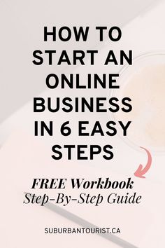 a cup of coffee with the title how to start an online business in 6 easy steps