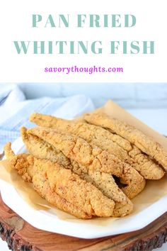 fried white fish on a plate with text overlay