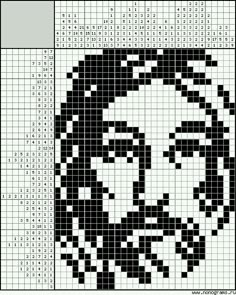 a cross stitch pattern with the face of jesus