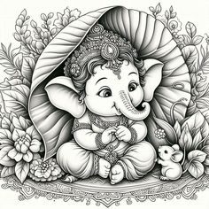 Ganpati Bappa Drawing, Ganesha Artwork, God Drawing, Bhole Nath, Ganesha Drawing, Ganesh Art Paintings, Naruto Sketch Drawing, Elephant God