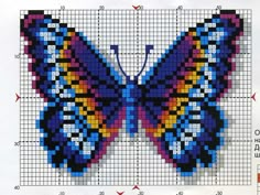 a cross stitch butterfly pattern on a white background