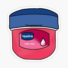 a pink and blue container with the words vaseine on it