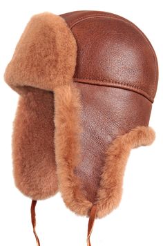 Shearling Sheepskin Aviator Fur Hat - Peach Brown - Zavelio | Genuine Sheepskin Russian Ushanka, Fur Trapper Hat, Winter Fur Hat, Rabbit Fur Hat, Russian Hat, Russian Winter, Fur Hats, Aviator Hat, Faux Fur Hat