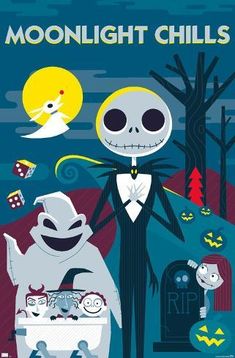 a movie poster for the animated film's halloween movies, featuring jack and sally