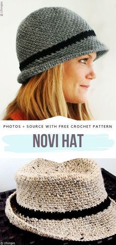 a woman wearing a crochet hat with text overlay that reads,'free crochet pattern '